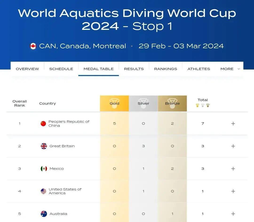 世锦赛跳水共几块金牌